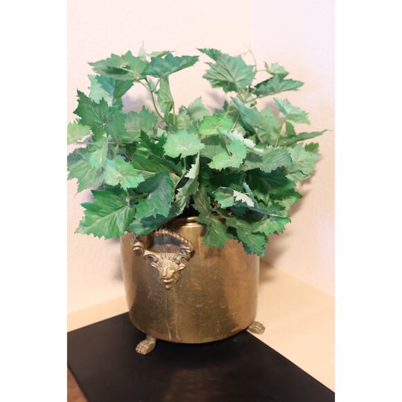 Neoclassical Brass Planter w/ Lion Handles Claw Feet Patinaed Jardinière - Picture 1 of 9